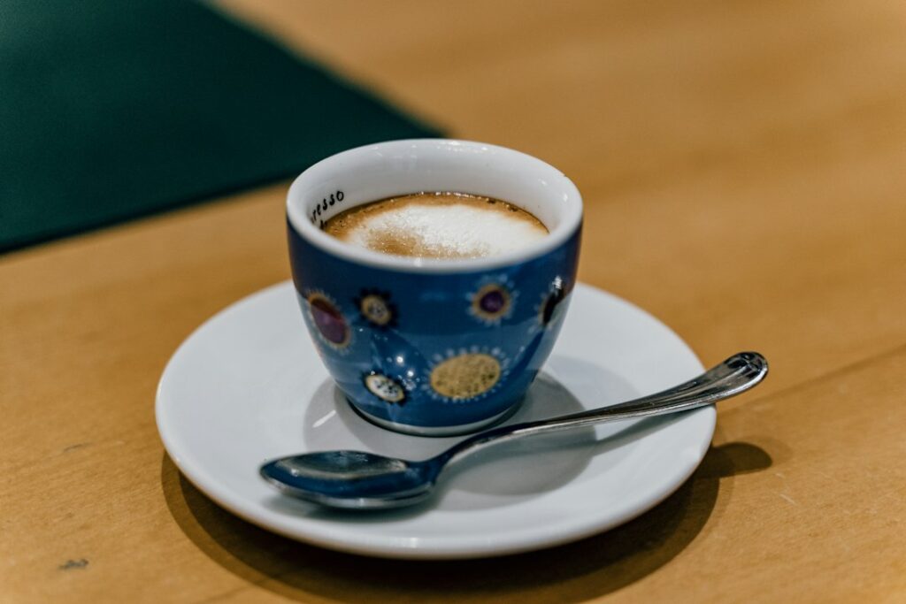 Italian espresso coffee served after dinner at an Italian restaurant